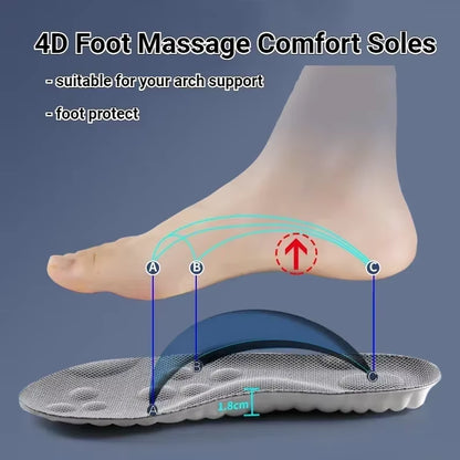 Semelle massante 4D Massage Shoes Insoles Super Soft Latex Sports Insole for Feet Running Basket Shoe Sole Arch Support Orthopedic Inserts Unisex